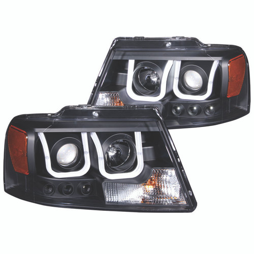 ANZO PROJECTOR HEADLIGHTS U-BAR BLACK CLEAR for 04-08 Ford F150