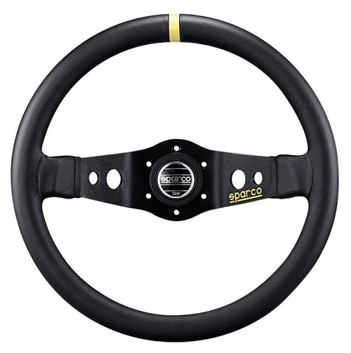 Sparco Competition R215 350mm Suede 2 Spoke Steering Wheel w/ Yellow Stripe