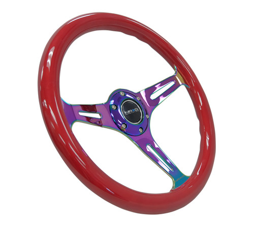 NRG 350mm  NeoChrome 3 Spoke Center Classic Red Wood Grain Steering Wheel