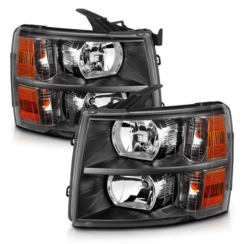 ANZO CRYSTAL HEADLIGHT BLACK AMBER for 07-13 Silverado