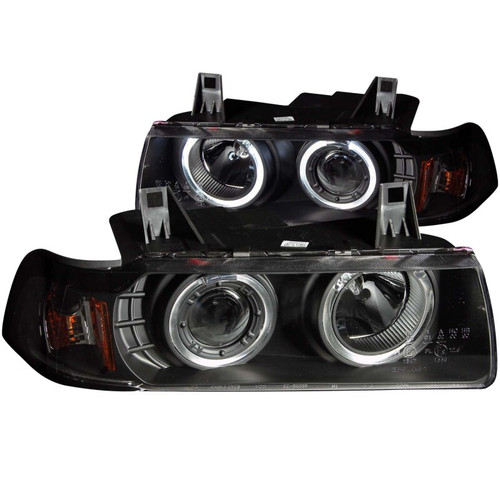 ANZO PROJECTOR HEADLIGHTS G2 HALOS BLACK 1PC for 92-98 BMW E36 Sedan