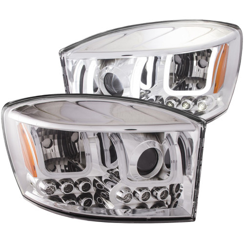 ANZO Projector Headlights w/ U-Bar Chrome for 2006-2008 Dodge Ram 1500