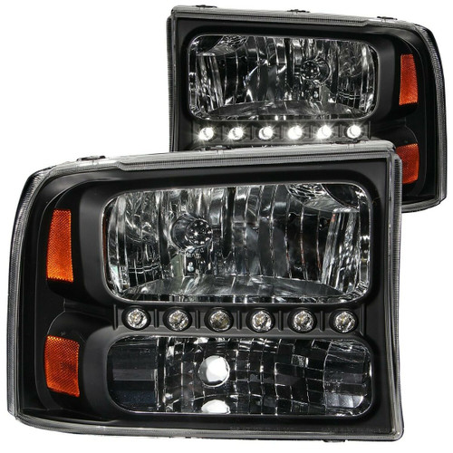 ANZO CRYSTAL HEADLIGHTS BLACK 1 PC L.E.D for 00-04 FORD EXCURSION