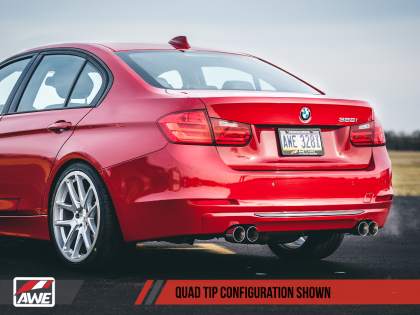 AWE Tuning Touring Axle-back Exhaust Quad Chrome Tips 80mm for 12-16 BMW 328i