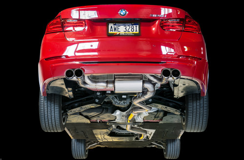 AWE Tuning Touring Axle-back Exhaust Quad Chrome Tips 80mm for 12-16 BMW 328i