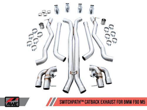 AWE SwitchPath™ Catback Exhaust Diamond Black Tips for 18+ BMW F90 M5