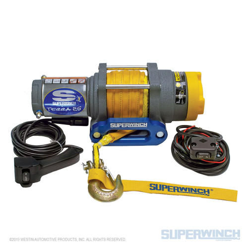 Superwinch 2500 LBS 12 VDC 3/16in x 50ft Synthetic Rope Terra 25SR Winch