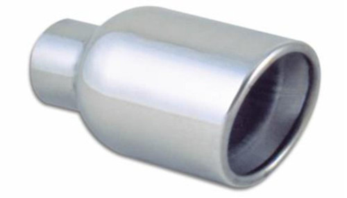 Vibrant 3in Round SS Exhaust Tip (Double Wall Resonated Angle Cut Rolled Edge)
