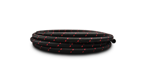 Vibrant -12 AN Two-Tone Black/Red Nylon Braided Flex Hose (10 foot roll)