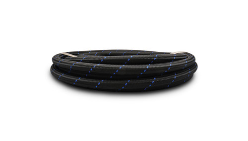 Vibrant -10 AN Two-Tone Black/Blue Nylon Braided Flex Hose (5 foot roll)