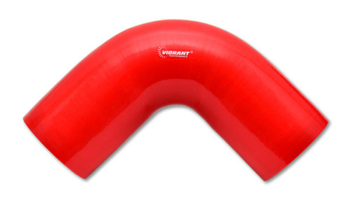 Vibrant Reinforced Silicone Elbow Connector - 4" I.D. - 90 deg. Elbow (RED)