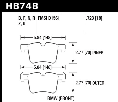 Hawk HPS Front Brake Pads for 13-14 BMW 328i/328i / 428i/428i xDrive