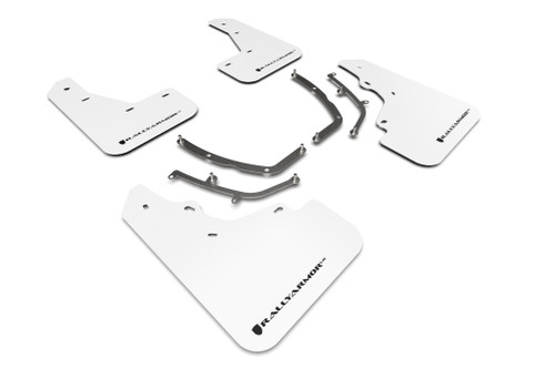 Rally Armor UR White Mud Flap w/ Black Logo for 2019+ Mazda3 GT Sport Hatch