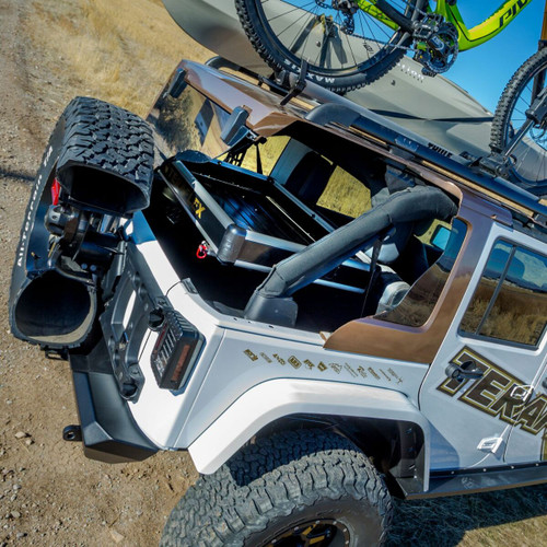 TeraFlex Wasatch Rear Cargo Rack – Silver Rails for JK Wrangler 4dr