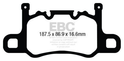 EBC Yellowstuff Rear Brake Pads for 13-15 911 (991) (Cast Iron) 3.8 GT3