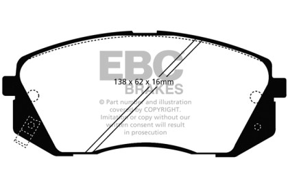 EBC Greenstuff Front Brake Pads for 15+ Sonata 1.6 Turbo (Elec Park Brake)