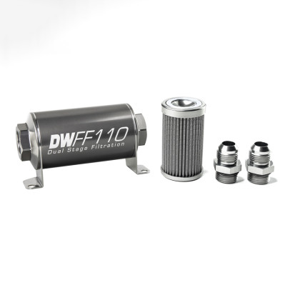 DeatschWerks -10AN 100 Micron Universal Inline Fuel Filter Housing Kit (110mm)