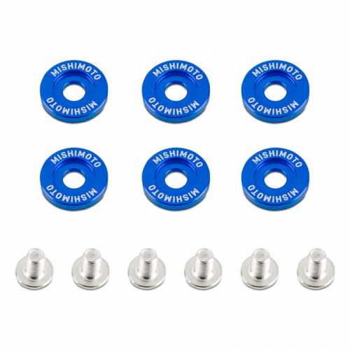 Mishimoto M6 X 1.0 Fender Washer and Bolt Kit, 20mm OD, 6 pcs - Blue