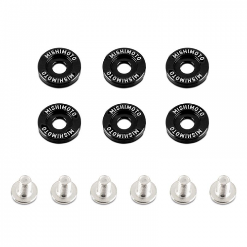 Mishimoto M6 X 1.0 Fender Washer and Bolt Kit, 16.7mm OD, 6 pcs - Black