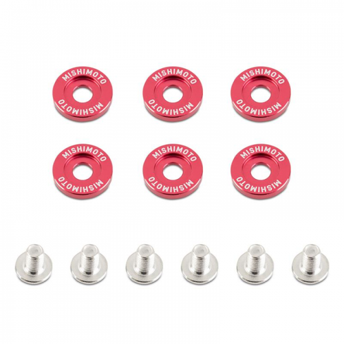 Mishimoto M6 X 1.0 Fender Washer and Bolt Kit, 16.7mm OD, 6 pcs - Red