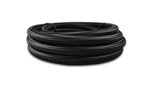 Vibrant 50ft Roll of Black Nylon Braided Flex Hose; AN Size: -10; Hose ID: 0.56"