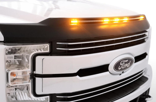 AVS Aeroskin Low Profile Hood Shield w/ Lights - Black for 2017-2019 F250