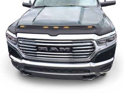 AVS Aeroskin Low Profile Hood Shield w/ Lights - Black for 2019 Dodge Ram 1500
