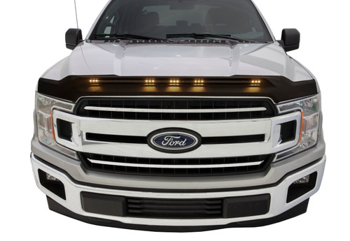AVS Aeroskin Low Profile Hood Shield w/ Lights - Black for 2015-2019 Ford F150