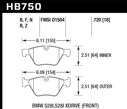 Hawk HPS 5.0 Front Brake Pads for 13-14 BMW 528i / 528i xDrive