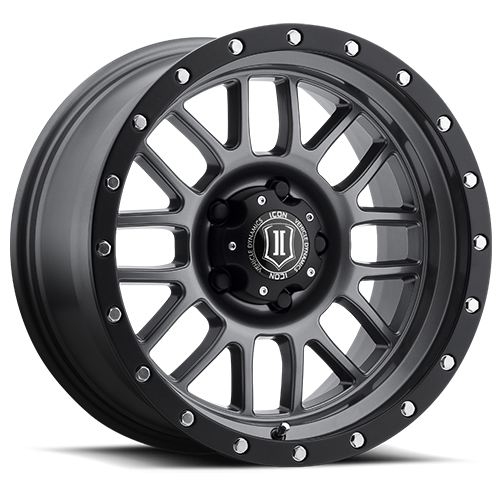 ICON Alpha 17x8.5 5x5 0mm Offset 4.75in BS 71.5mm Bore Gun Metal Wheel