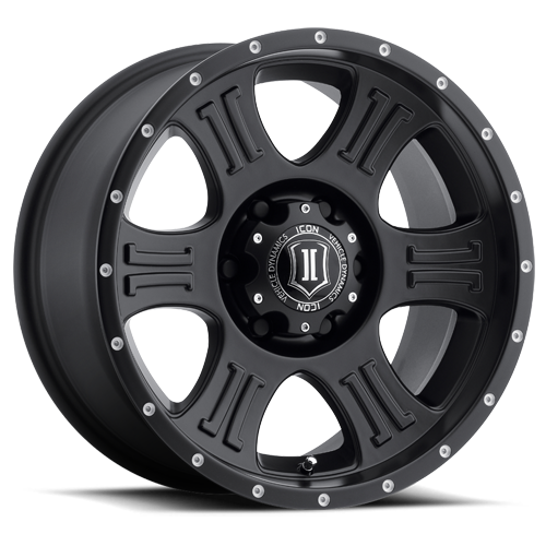 ICON Shield 17x8.5 6x5.5 0mm Offset 4.75in BS 106.1mm Bore Satin Black Wheel