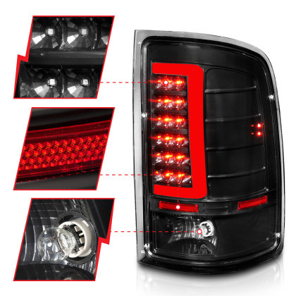 ANZO LED Tail Lights w/ Light Bar Black Housing Clear Lens for 07-13 GMC Sierra