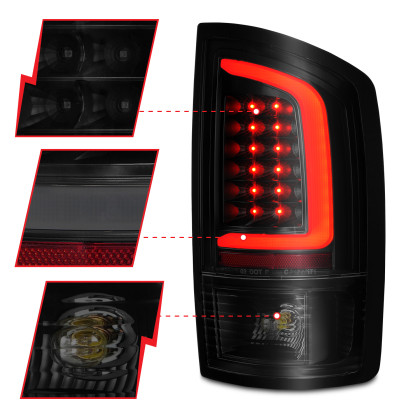 ANZO LED Tail Lights w/ Light Bar Black Housing Smoke Lens for 02-06 Ram 1500