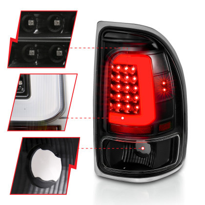ANZO LED Taillights Black Housing Clear Lens Pair for 1997-2004 Dodge Dakota