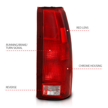 ANZO Taillight Red/Clear Lens (OE Replacement) for 1988-1999 Chevy C1500