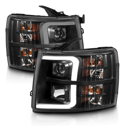 ANZO Projector Headlights - Black Amber for 07-13 Chevrolet Silverado 3500