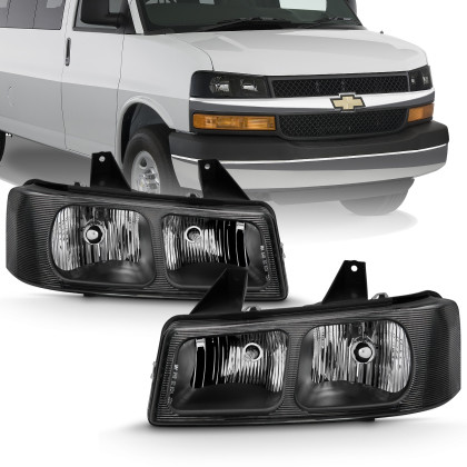 ANZO Crystal Headlight Black for 2003-2017 Chevy Express