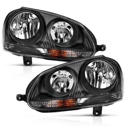 ANZO Crystal Headlight Black (Halogen Only) for 2006-2009 Volkswagen Us Rabbit