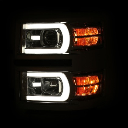 ANZO Projector Headlights Switchback Chrome w/ Amber for 14-15 Silverado 1500