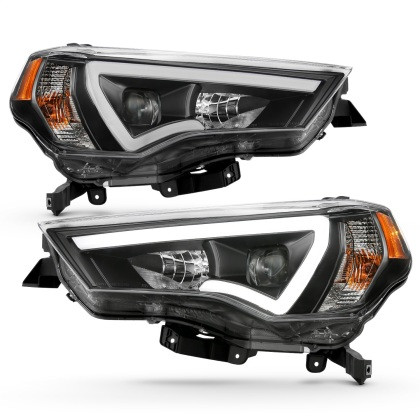 ANZO Plank Style Projector Headlights Black w/ Amber for 14-18 Toyota 4 Runner