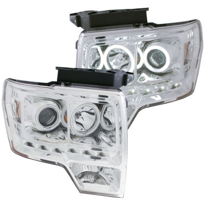 ANZO Projector Headlights w/ Halo Chrome (CCFL) G2 for 2009-2014 Ford F-150