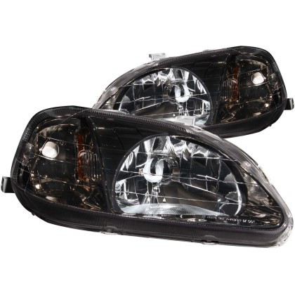 ANZO Crystal Headlights Gun-Metal Gray for 1999-2000 Honda Civic