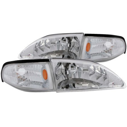 ANZO Crystal Headlights Chrome for 1994-1998 Ford Mustang