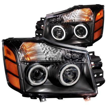 ANZO Projector Headlights w/ Halo Black (CCFL) for 2004-2007 Nissan Armada