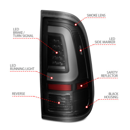 ANZO LED Tail Lights w/ Lights Bar Black Housing Smoke Lens for 08-16 F-250