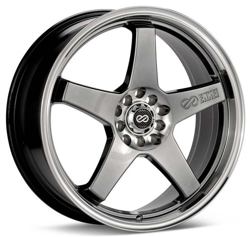 Enkei EV5 17x7 4x100/114.3 45mm Offset Hyper Black w/ Machined Lip Wheel