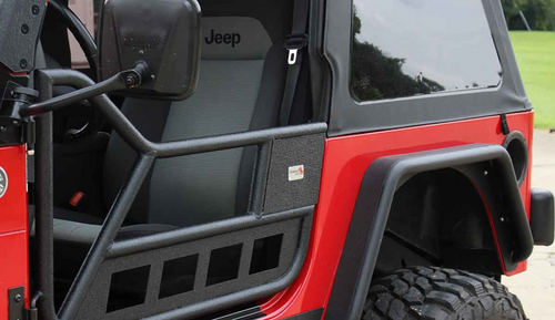Fishbone Offroad Front Tube Doors - Black Textured for 97-06 Jeep Wrangler TJ
