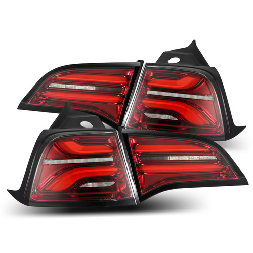AlphaRex PRO-Series LED Tail Lights Red Smoke w/Seq Sig for 20-22 Tesla Model Y