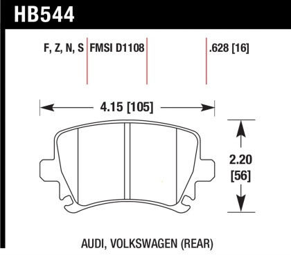 Hawk HT-10 Rear Brake Pads for 06 Audi A6 Quattro Avant/06-09 A6 Quattro