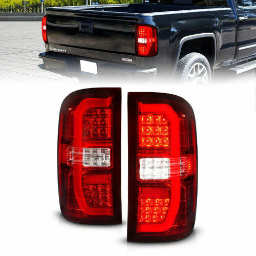 ANZO LED Taillights Red/Clear for 14-18 GMC Sierra 1500
